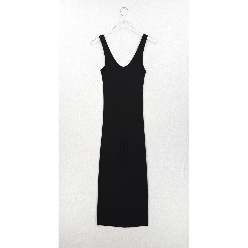 ENZA COSTA Silk Knit Midi Tank Dress Womens Small Black Quiet Luxury Minimal NEW - Picture 5 of 14